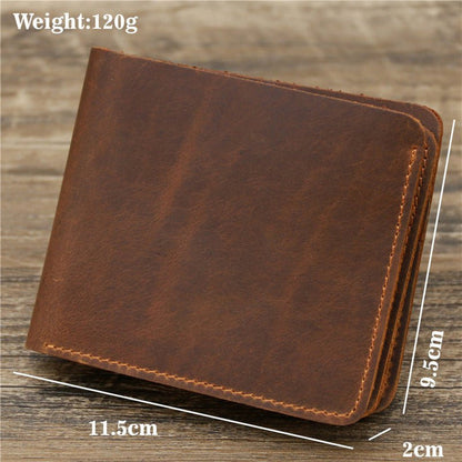 Men Crazy Horse Leather Money Card Bag Leather Wallet